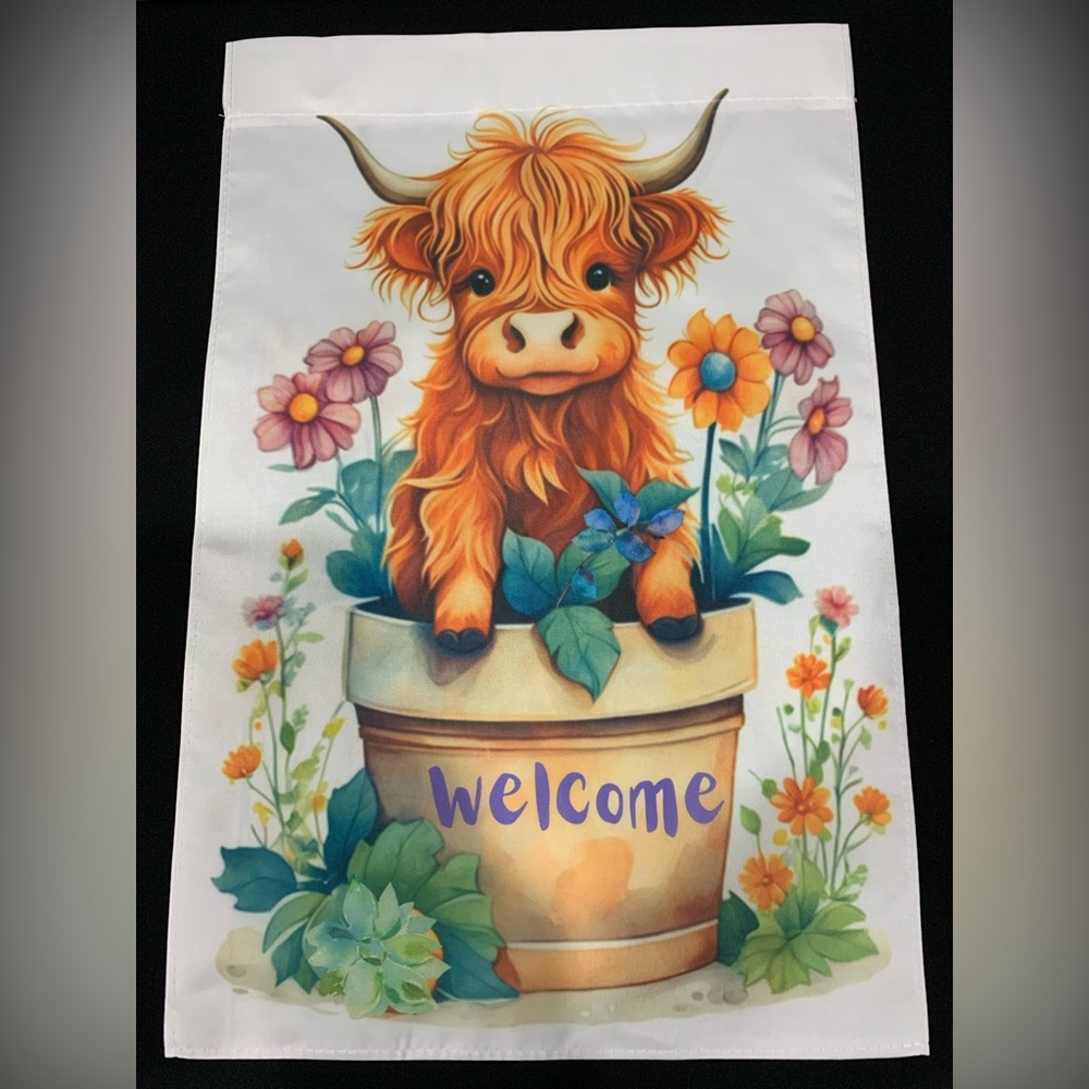 Baby Cow Welcome Garden Flag - NEW